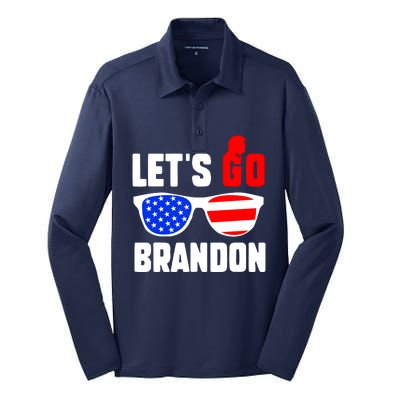 Let's Go Brandon USA Sunglasses Trump Flag LGB FJB Silk Touch Performance Long Sleeve Polo