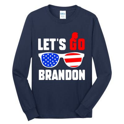 Let's Go Brandon USA Sunglasses Trump Flag LGB FJB Tall Long Sleeve T-Shirt