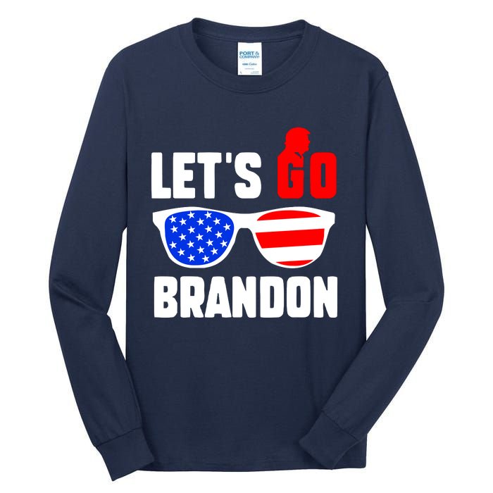 Let's Go Brandon USA Sunglasses Trump Flag LGB FJB Tall Long Sleeve T-Shirt