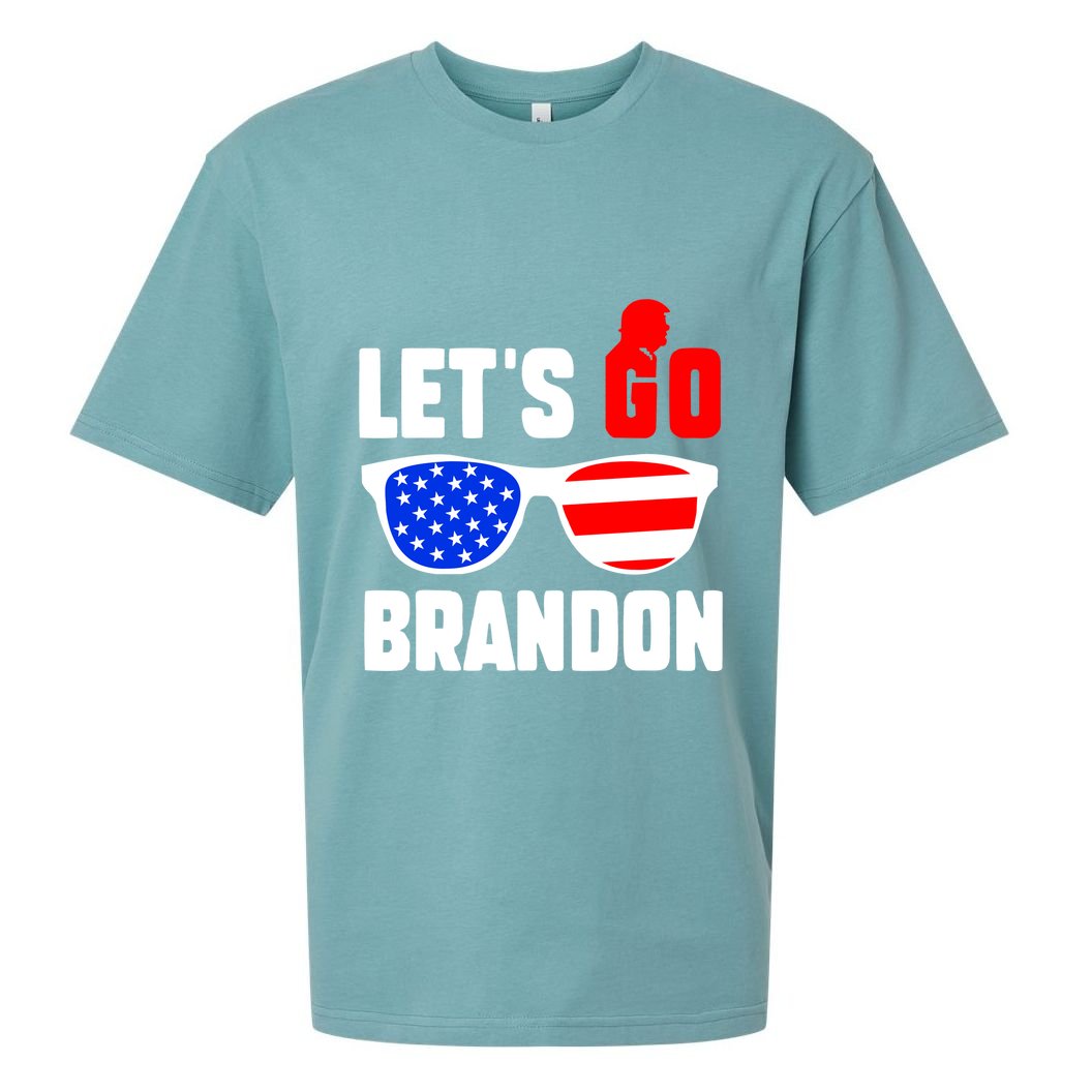 Let's Go Brandon USA Sunglasses Trump Flag LGB FJB Sueded Cloud Jersey T-Shirt