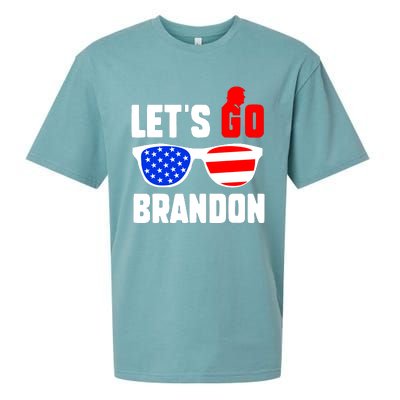 Let's Go Brandon USA Sunglasses Trump Flag LGB FJB Sueded Cloud Jersey T-Shirt