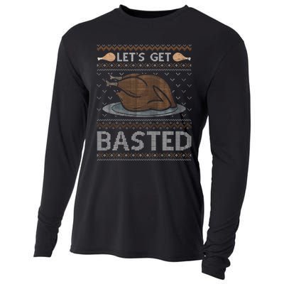 Let's Get Basted Turkey Fall Vibes Ugly Thanksgiving Sweater Cooling Performance Long Sleeve Crew