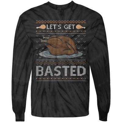 Let's Get Basted Turkey Fall Vibes Ugly Thanksgiving Sweater Tie-Dye Long Sleeve Shirt