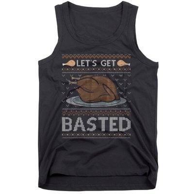 Let's Get Basted Turkey Fall Vibes Ugly Thanksgiving Sweater Tank Top