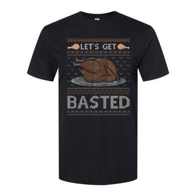 Let's Get Basted Turkey Fall Vibes Ugly Thanksgiving Sweater Softstyle CVC T-Shirt