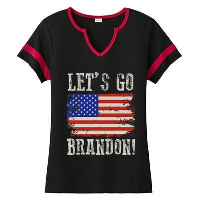 LetS Go Brandon Lets Go Brandon American Flag Ladies Halftime Notch Neck Tee