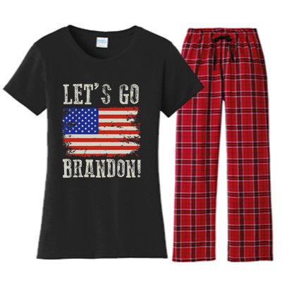 LetS Go Brandon Lets Go Brandon American Flag Women's Flannel Pajama Set