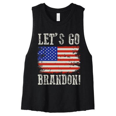 LetS Go Brandon Lets Go Brandon American Flag Women's Racerback Cropped Tank