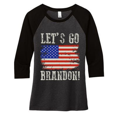 LetS Go Brandon Lets Go Brandon American Flag Women's Tri-Blend 3/4-Sleeve Raglan Shirt