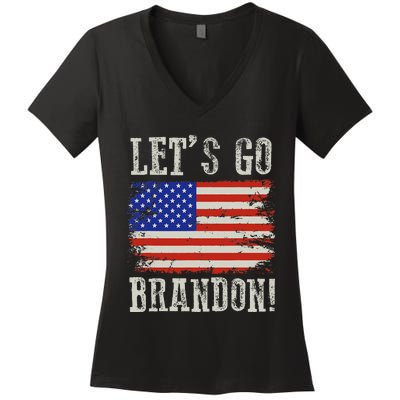 LetS Go Brandon Lets Go Brandon American Flag Women's V-Neck T-Shirt