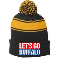 Let's Go Buffalo Stripe Pom Pom Beanie