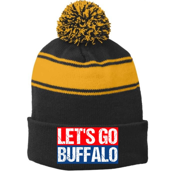Let's Go Buffalo Stripe Pom Pom Beanie