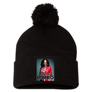 Lets Go Bimbo Funny Antti Kamala Harris Pom Pom 12in Knit Beanie