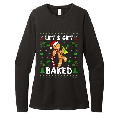 Let's Get Baked Gingerbread Man Weed Funny Christmas Cookie Womens CVC Long Sleeve Shirt