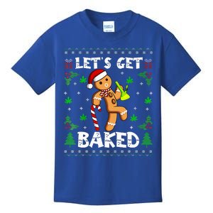 Let's Get Baked Gingerbread Man Weed Funny Christmas Cookie Kids T-Shirt