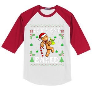 Let's Get Baked Gingerbread Man Weed Funny Christmas Cookie Kids Colorblock Raglan Jersey