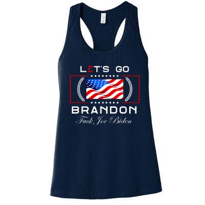 Lets Go Brandon F Joe Biden USA Flag LGBFJB LGB FJB Women's Racerback Tank