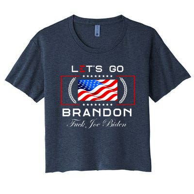 Lets Go Brandon F Joe Biden USA Flag LGBFJB LGB FJB Women's Crop Top Tee