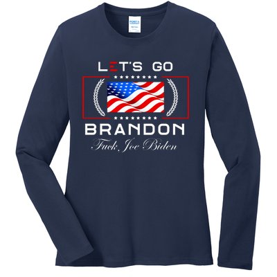 Lets Go Brandon F Joe Biden USA Flag LGBFJB LGB FJB Ladies Long Sleeve Shirt