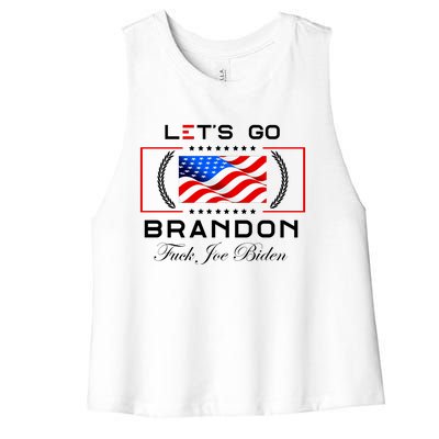 Lets Go Brandon F Joe Biden USA Flag LGBFJB LGB FJB Women's Racerback Cropped Tank