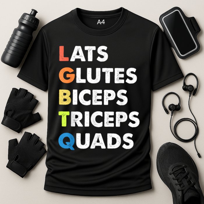Lats Glutes Biceps Triceps Quads Funny Lgbtq Cooling Performance Crew T-Shirt