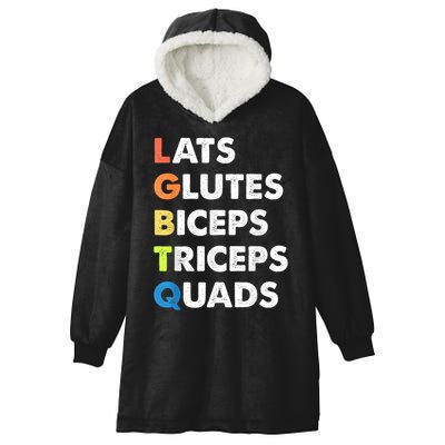 Lats Glutes Biceps Triceps Quads Funny Lgbtq Hooded Wearable Blanket