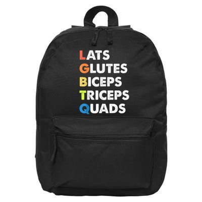 Lats Glutes Biceps Triceps Quads Funny Lgbtq 16 in Basic Backpack