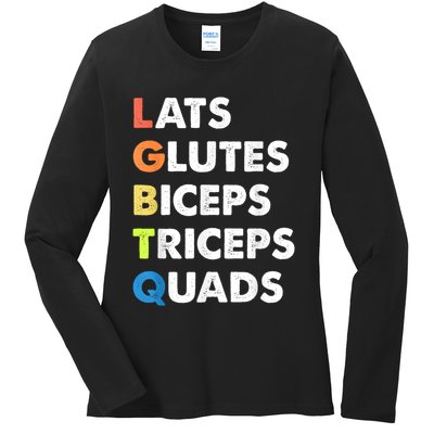 Lats Glutes Biceps Triceps Quads Funny Lgbtq Ladies Long Sleeve Shirt