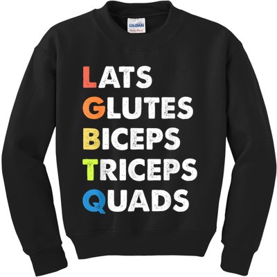 Lats Glutes Biceps Triceps Quads Funny Lgbtq Kids Sweatshirt