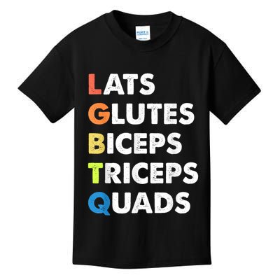 Lats Glutes Biceps Triceps Quads Funny Lgbtq Kids T-Shirt