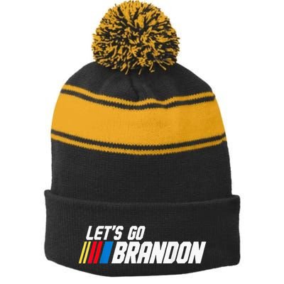 LetS Go Braden Brandon Us Flag Funny Trendy Sarcastic Stripe Pom Pom Beanie