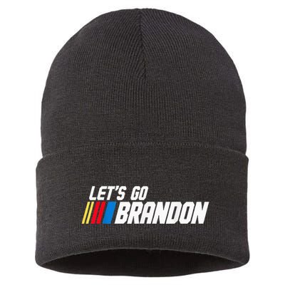 LetS Go Braden Brandon Us Flag Funny Trendy Sarcastic Sustainable Knit Beanie