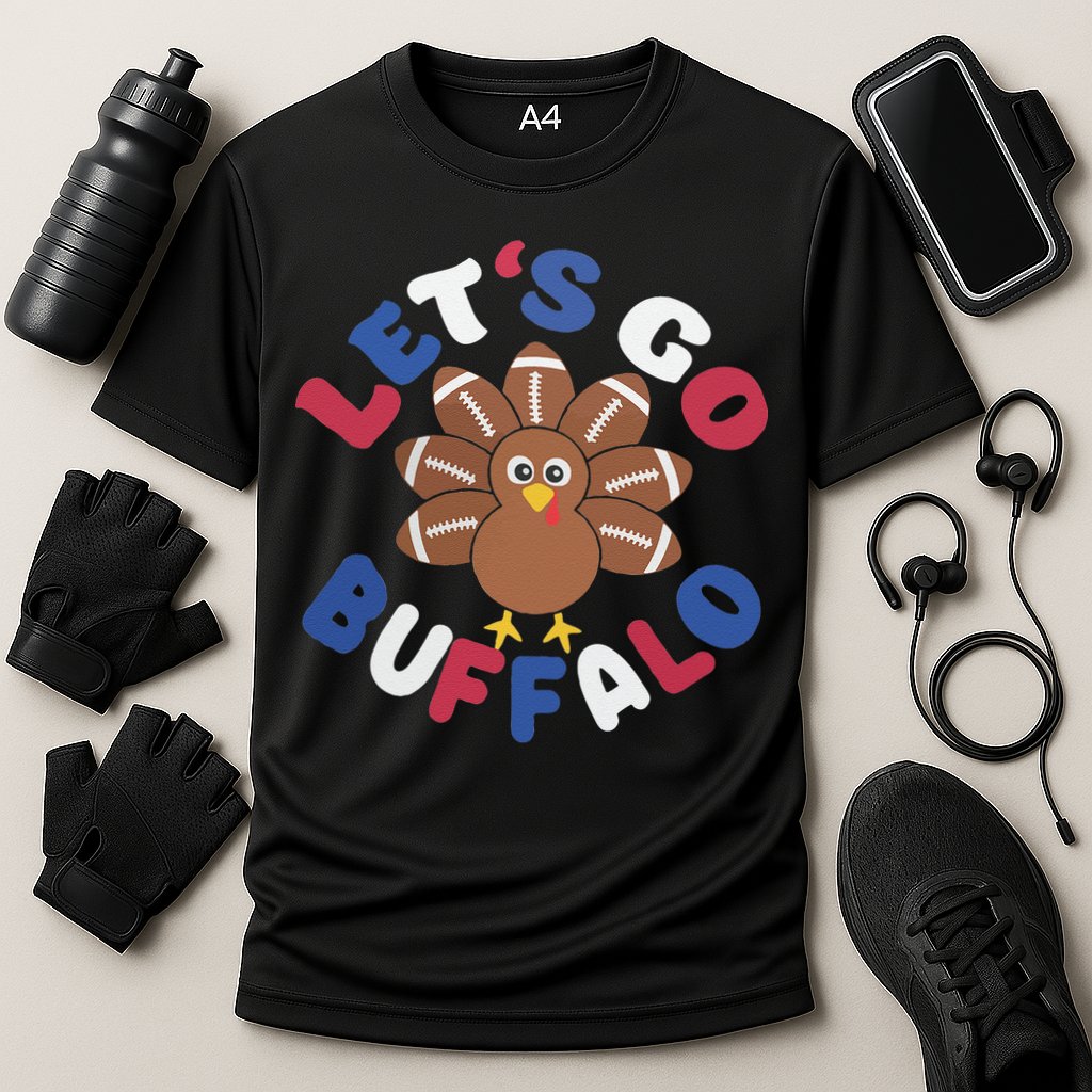 Lets Go Buffalo Turkey Football Thanksgiving Funny Funny Cooling Performance Crew T-Shirt