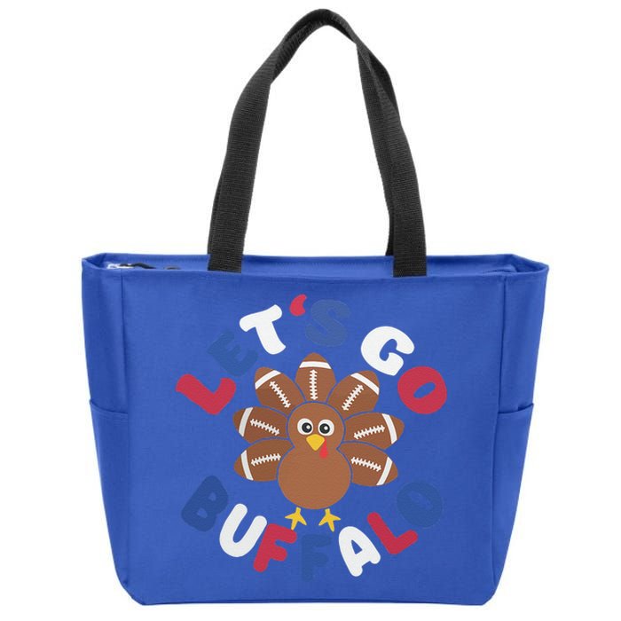 Lets Go Buffalo Turkey Football Thanksgiving Funny Funny Zip Tote Bag