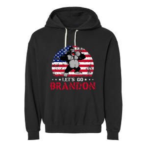 Let's Go Brandon Gorilla American Flag Garment-Dyed Fleece Hoodie