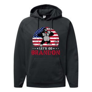 Let's Go Brandon Gorilla American Flag Performance Fleece Hoodie