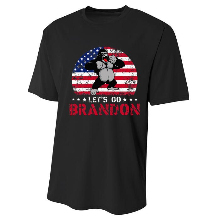 Let's Go Brandon Gorilla American Flag Performance Sprint T-Shirt