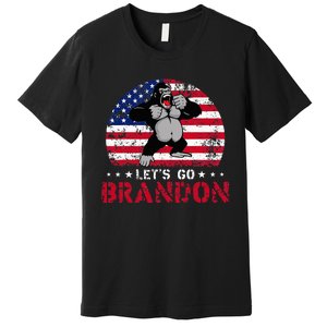 Let's Go Brandon Gorilla American Flag Premium T-Shirt