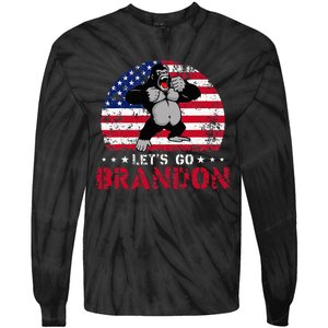 Let's Go Brandon Gorilla American Flag Tie-Dye Long Sleeve Shirt