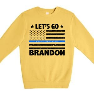 Let's Go Brandon Blue Thin Line Back The Blue FJB Chant Premium Crewneck Sweatshirt