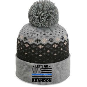 Let's Go Brandon Blue Thin Line Back The Blue FJB Chant The Baniff Cuffed Pom Beanie