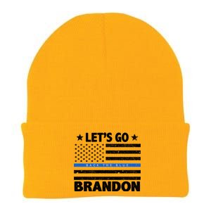 Let's Go Brandon Blue Thin Line Back The Blue FJB Chant Knit Cap Winter Beanie