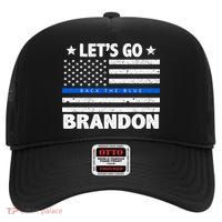 Let's Go Brandon Blue Thin Line Back The Blue FJB Chant High Crown Mesh Back Trucker Hat