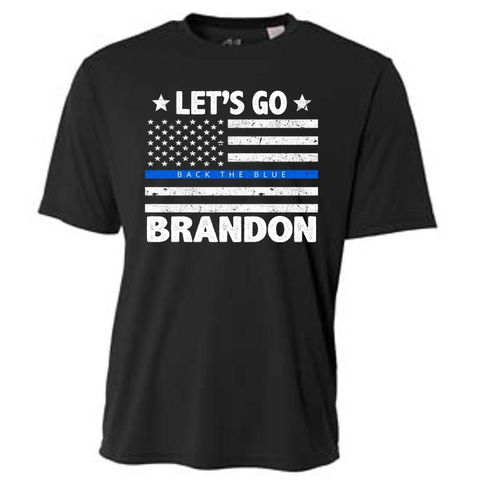 Let's Go Brandon Blue Thin Line Back The Blue FJB Chant Cooling Performance Crew T-Shirt