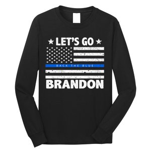 Let's Go Brandon Blue Thin Line Back The Blue FJB Chant Long Sleeve Shirt