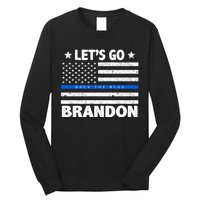 Let's Go Brandon Blue Thin Line Back The Blue FJB Chant Long Sleeve Shirt