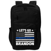 Let's Go Brandon Blue Thin Line Back The Blue FJB Chant Impact Tech Backpack