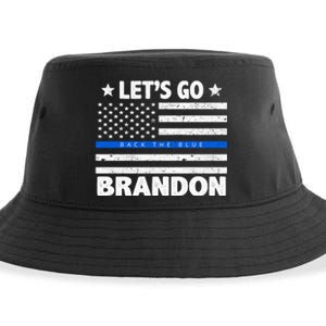 Let's Go Brandon Blue Thin Line Back The Blue FJB Chant Sustainable Bucket Hat