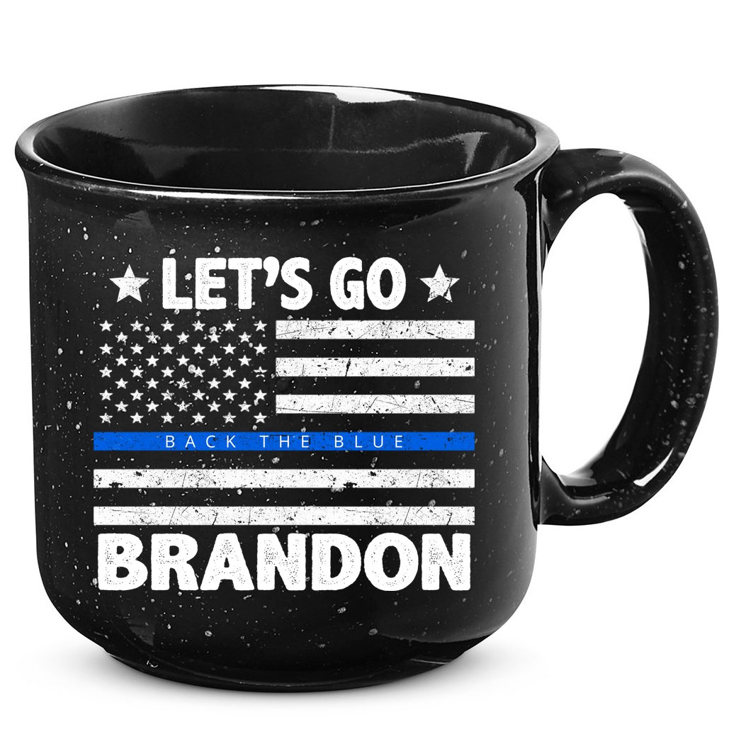 Let's Go Brandon Blue Thin Line Back The Blue FJB Chant 15oz Campfire Ceramic Mug