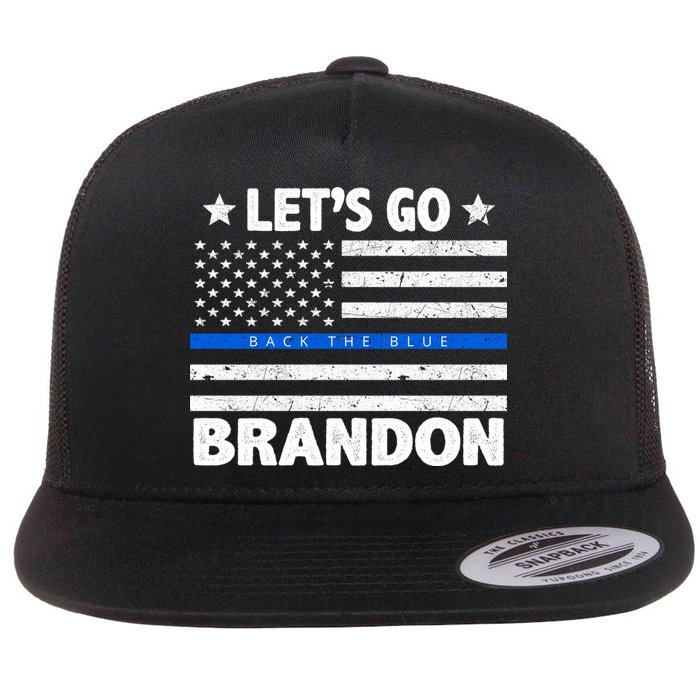 Let's Go Brandon Blue Thin Line Back The Blue FJB Chant Flatbill Hat